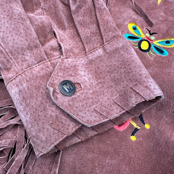 Vintage Bob Mackie Wearable Art Suede Leather Fringe Jacket Embroidered Bugs 1XL - Picture 6 of 8